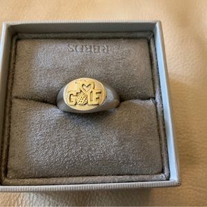 14K Gold I Love Golf on Sterling Silver Signet Ring